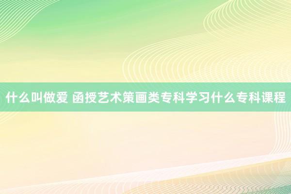 什么叫做爱 函授艺术策画类专科学习什么专科课程