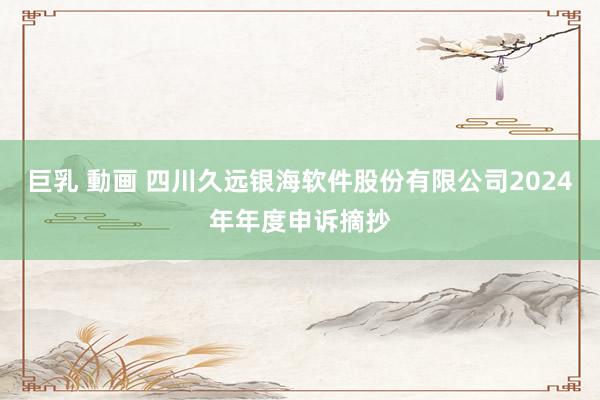 巨乳 動画 四川久远银海软件股份有限公司2024年年度申诉摘抄