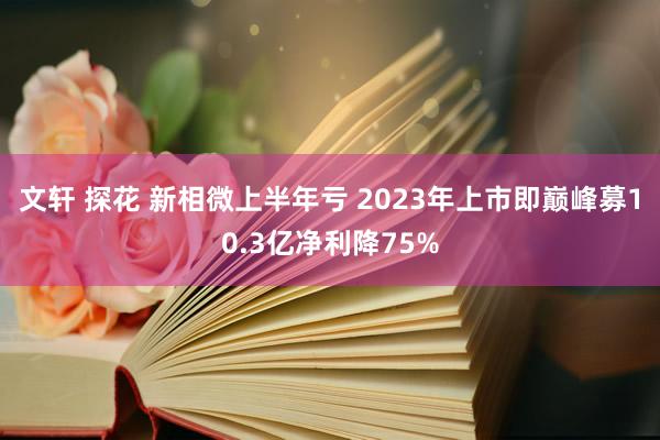 文轩 探花 新相微上半年亏 2023年上市即巅峰募10.3亿净利降75%